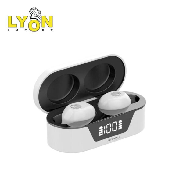 Earbuds Ultra Livianos Bluetooth C/ Base De Carga Display Marca Netmak NETMAK - Image 2