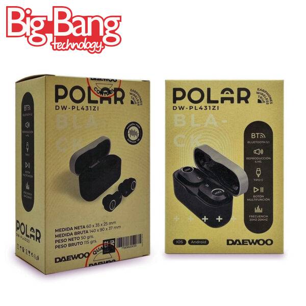 Auricular Bluetooth Rigido POLAR Base Carga Metal DAEWOO DAEWOO