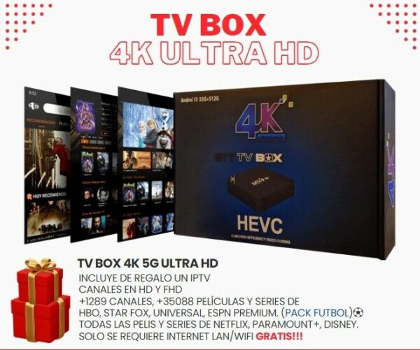 TV BOX SMART TV 4K 32GB RAM 512GB Almacenamiento
