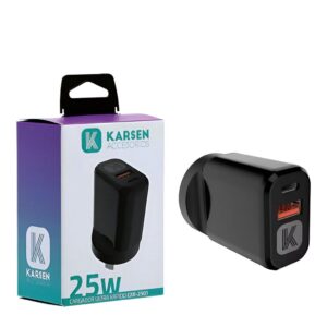 Cargador Cabezal Entrada Tipo-C + USB Turbo Charge PD 25W