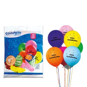 Globos 9'' Feliz Cumpleaños en Blisterra x12 con 15u c/u CANDELA Globos 9'' Feliz Cumpleaños en Blisterra x12 con 15u c/u CANDELA