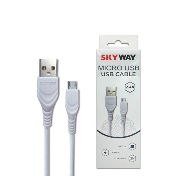 Cable Carga Rapida Micro Usb 2M 2.4A Marca Skyway 00