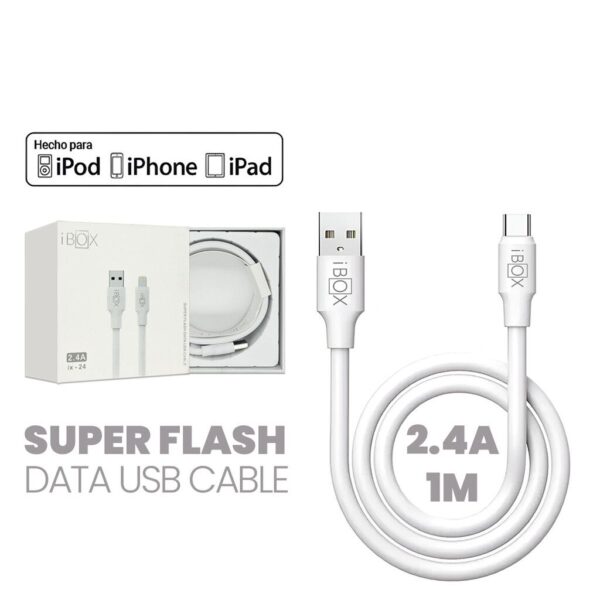 Cable iPhone 2.4A (USB to Lightning) 1 Metro iBOX OFERTA 00