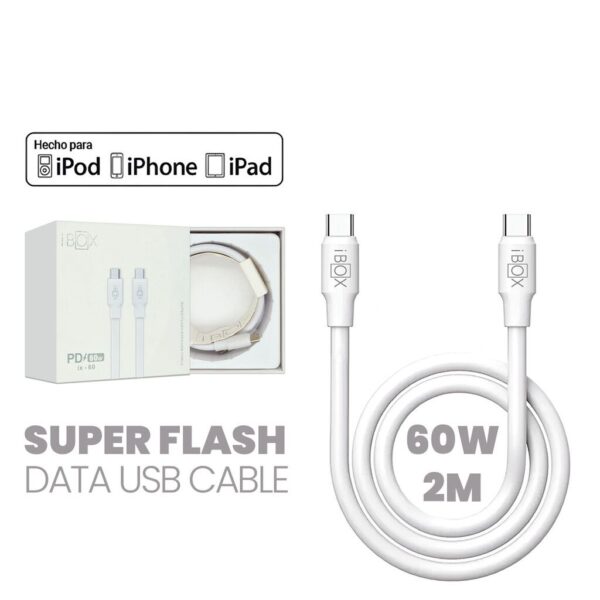 Cable iPhone 60W (C to C) 2Mts iBOX Calidad Superior OFERTA 00
