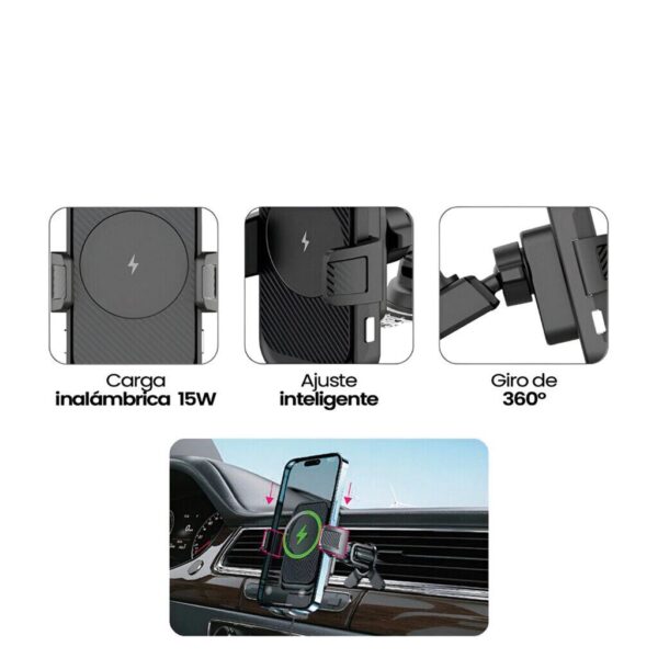Soporte Con Cargador Inalabrico 15W 2 en 1 Q600 Soporte Con Cargador Inalabrico 15W 2 en 1 Q600