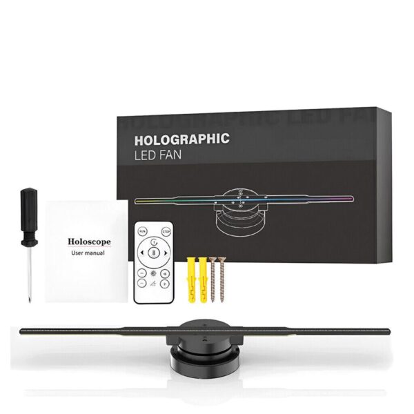 Ventilador Proyector Holograma 3D 42Cm Res. 1024X800 2 Aspas 24wts  Giro 360° New APP WIfi