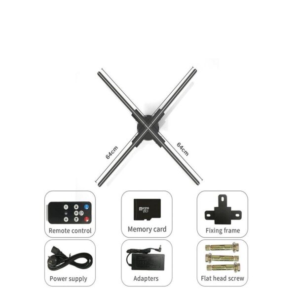 Ventilador Proyector Holograma 3D 62Cm 4 Aspas 72wts  Giro 360° New APP WIfi