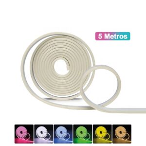 Neon Flex 5Mts Blanco Frio / Calido / Verde / Naranja / Azul / Rosa / Ama / Rojo  (fuente + conector)