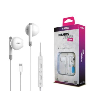 Manos Libres S589 Tipo ''C'' C/ Volumen Blanco Marca SOUL --