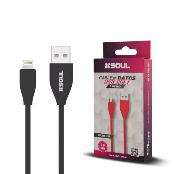 Cable Carga Rapida Lightning 2M 2A SOFT Marca SOUL OFERTA 00