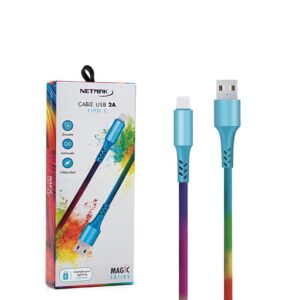 Cable Usb a Tipo C 2A 1M Magic NEON Series Netmak