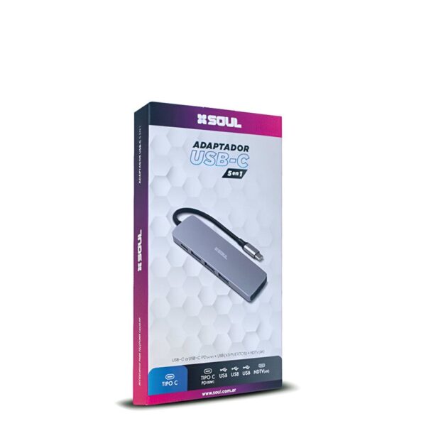 Adaptador Multi Hub Tipo C 5en1 (HD TV 4K + PD C 60W + 3 USB 3.0 Adaptador Multi Hub Tipo C 5en1 (HD TV 4K + PD C 60W + 3 USB 3.0