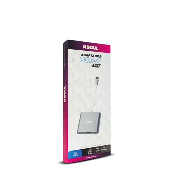 Adaptador Multi Hub Tipo C 3en1 (HD TV 4K + PD C 60W + USB 3.0) --- Adaptador Multi Hub Tipo C 3en1 (HD TV 4K + PD C 60W + USB 3.0) ---