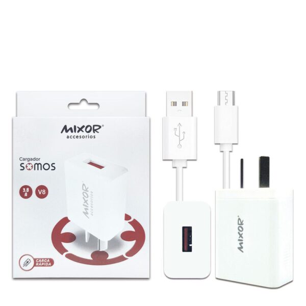 Cargador Rapido 3.8A 1USB + Cable Micro - SOMOS - MIXOR Cargador Rapido 3.8A 1USB + Cable Micro - SOMOS - MIXOR