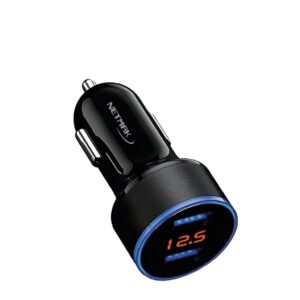 Cargador Auto 12V QC 3.0 Display Digital 2 Usb NETMAK