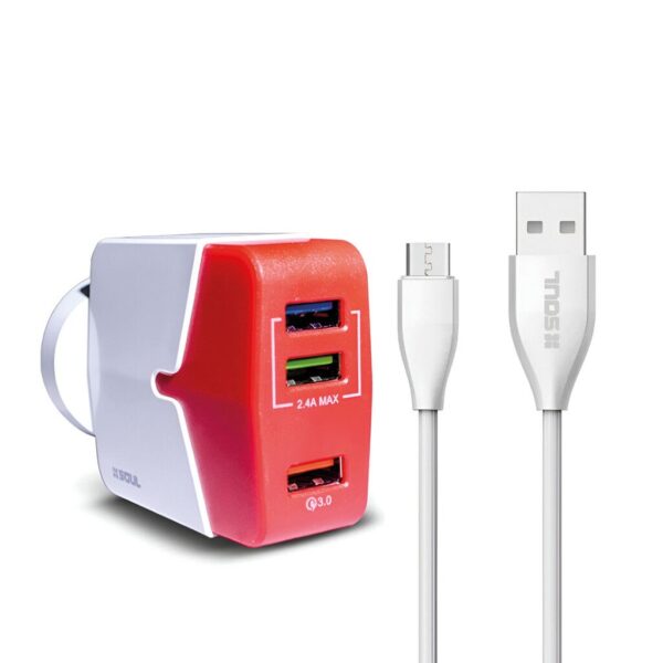 Cargador Ultra Micro USB 3.4A 3 USB Qualcomm 3.0 Marca SOUL