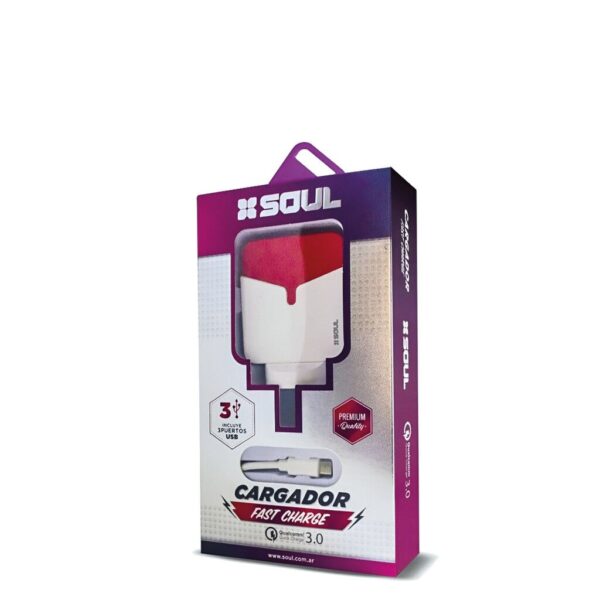 Cargador Ultra Micro USB 3.4A 3 USB Qualcomm 3.0 Marca SOUL