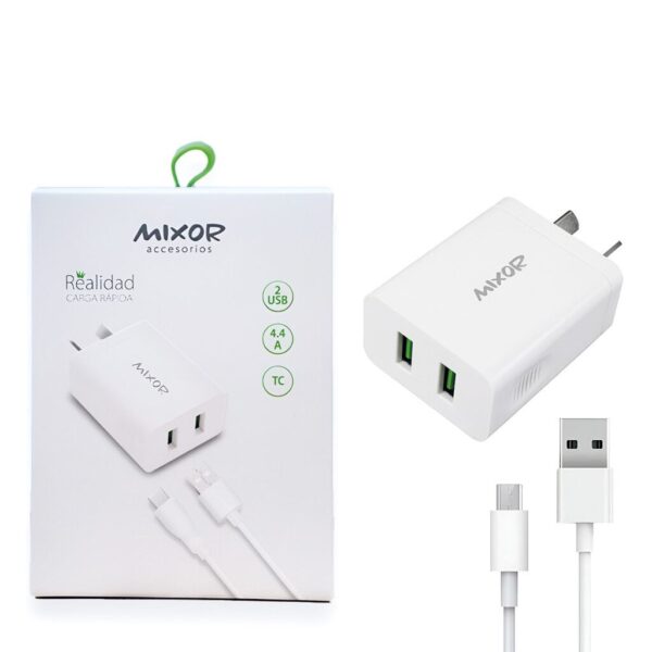 Cargador Rapido 4.4A Micro 2USB + Cable MIXOR Cargador Rapido 4.4A Micro 2USB + Cable MIXOR