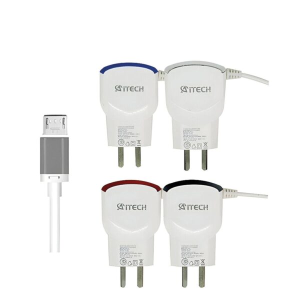 Cargador Rapido 4.2A 2USB C/ Cable Micro AiTECH