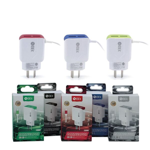 Cargador Rapido 3.8A 2USB c/Cable TC IBEK Cargador Rapido 3.8A 2USB c/Cable TC IBEK