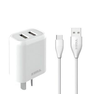 Cargador Rapido TC 2.4A 2USB + Cable Marca SOUL