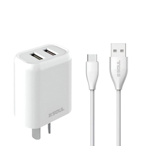 Cargador Rapido TC 2.4A 2USB + Cable Marca SOUL Cargador Rapido TC 2.4A 2USB + Cable Marca SOUL