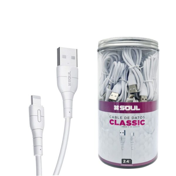 Cable Classic iPhone 2.4A Frasco X30 Marca SOUL --