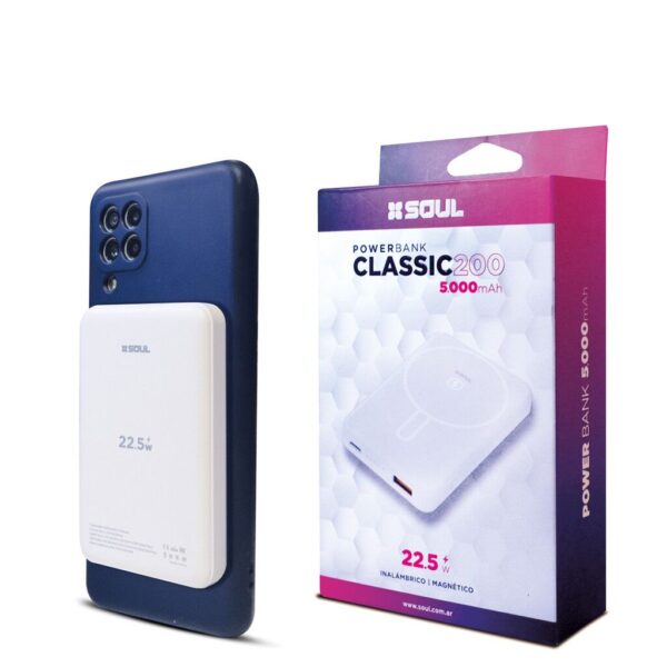 Power Bank Classic 100 5000mAh Inalambrico + Magnetico Marca 20w Soul --