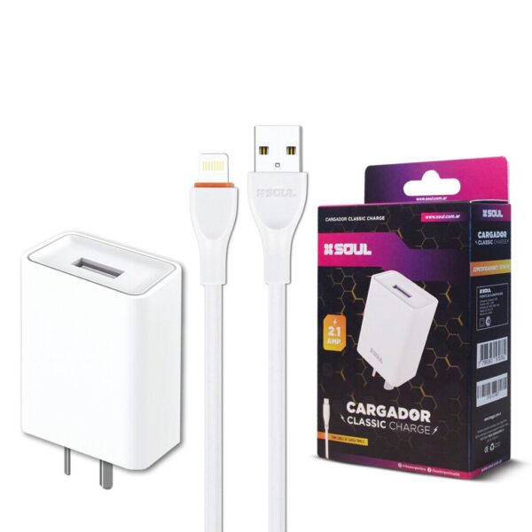 Cargador Viajero classic USB X1 C/ Cable Lightning (iPhone 6/7/8) --