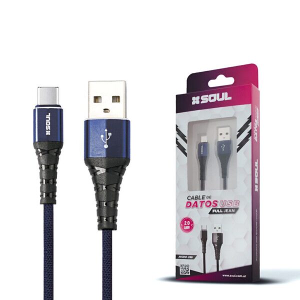 Cable Carga Rapida TC 1M 2A JEAN Marca SOUL Cable Carga Rapida TC 1M 2A JEAN Marca SOUL