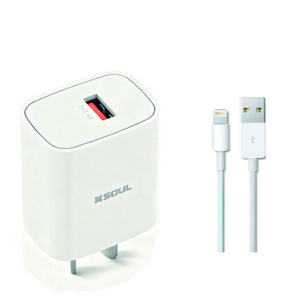 Cargador Viajero USB 2.4A C/ Cable Lightning BOX --