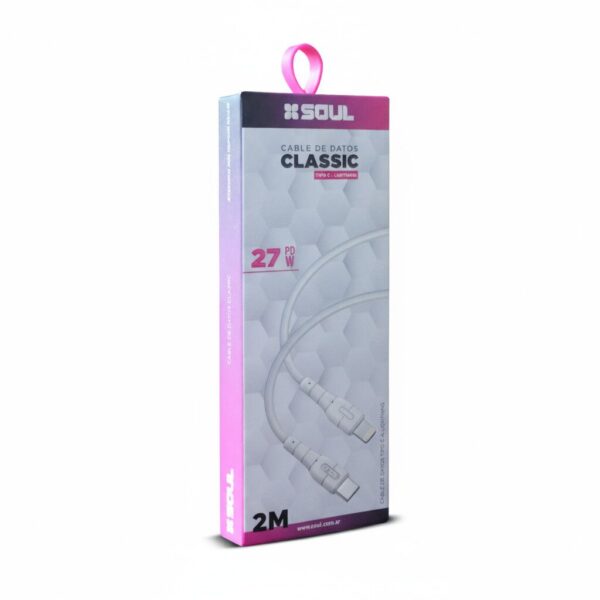 Cable Classic USB-C a Ligthning PD 2M 27W Marca SOUL --