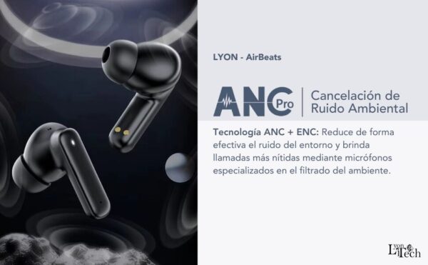 Earbuds Bluetooth C/ Base Pantalla - ANC - Comandos IA- LYONiTECH Earbuds Bluetooth C/ Base Pantalla - ANC - Comandos IA- LYONiTECH