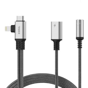 Adaptador TC + Lightning +Audio 3.5H + Carga Tipo-C SOUL