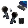 Ringo Mic Doble con cubreviento con ficha C + adaptador Lighting - x 1 (Negro)