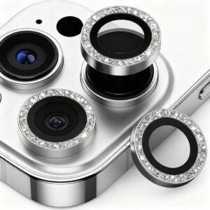 Protector Camara Diamante iPhone 15 / 15 Plus Plata