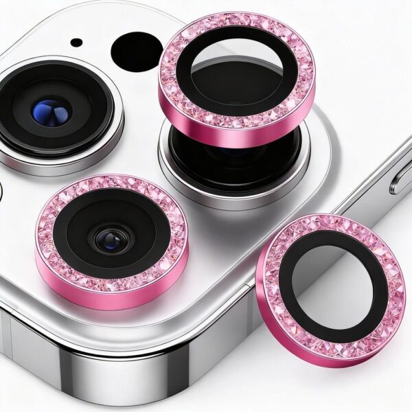 Protector Camara Diamante iPhone 15 / 15 Plus Rosa