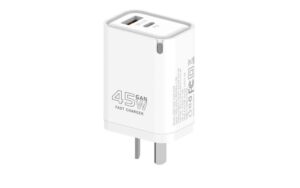 Cargador Viajero FC USB+PD 45W GaN c/cable Type-C a Lightning --