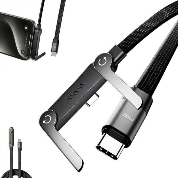 Cable Usb-c 240w Carga Rápida Con Soporte Plegable 1.5m