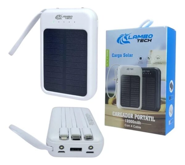 Power Bank 4 Multi Punta + Solar Lambotech de 12000mAh (37Wh).