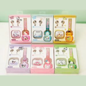 Auricular con Estuche Motivo Kuromi - Hello Kitty - etc - c/ llavero y gancho para Colgar